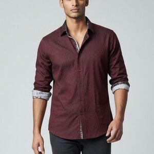 Buckle Eight X Premium M Maroon Crimson Iridescent Button Down Shirt Classy Edgy